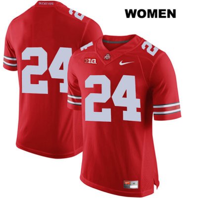 Women's NCAA Ohio State Buckeyes Shaun Wade #24 College Stitched No Name Authentic Nike Red Football Jersey IF20I41PA
